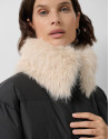 Black down jacket with fur-effect collar | Roberto Verino
