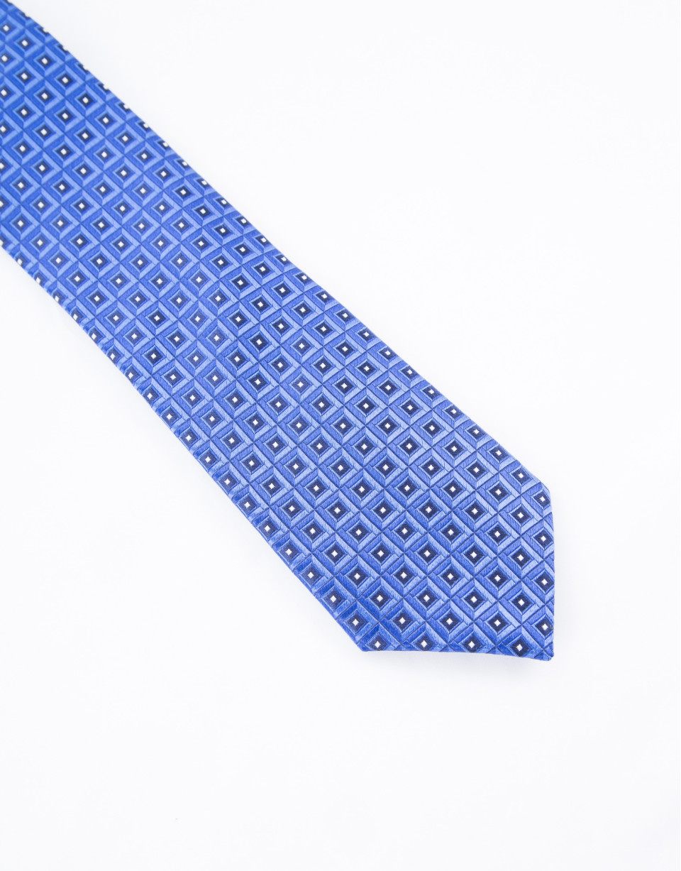 Tie with blue motifs