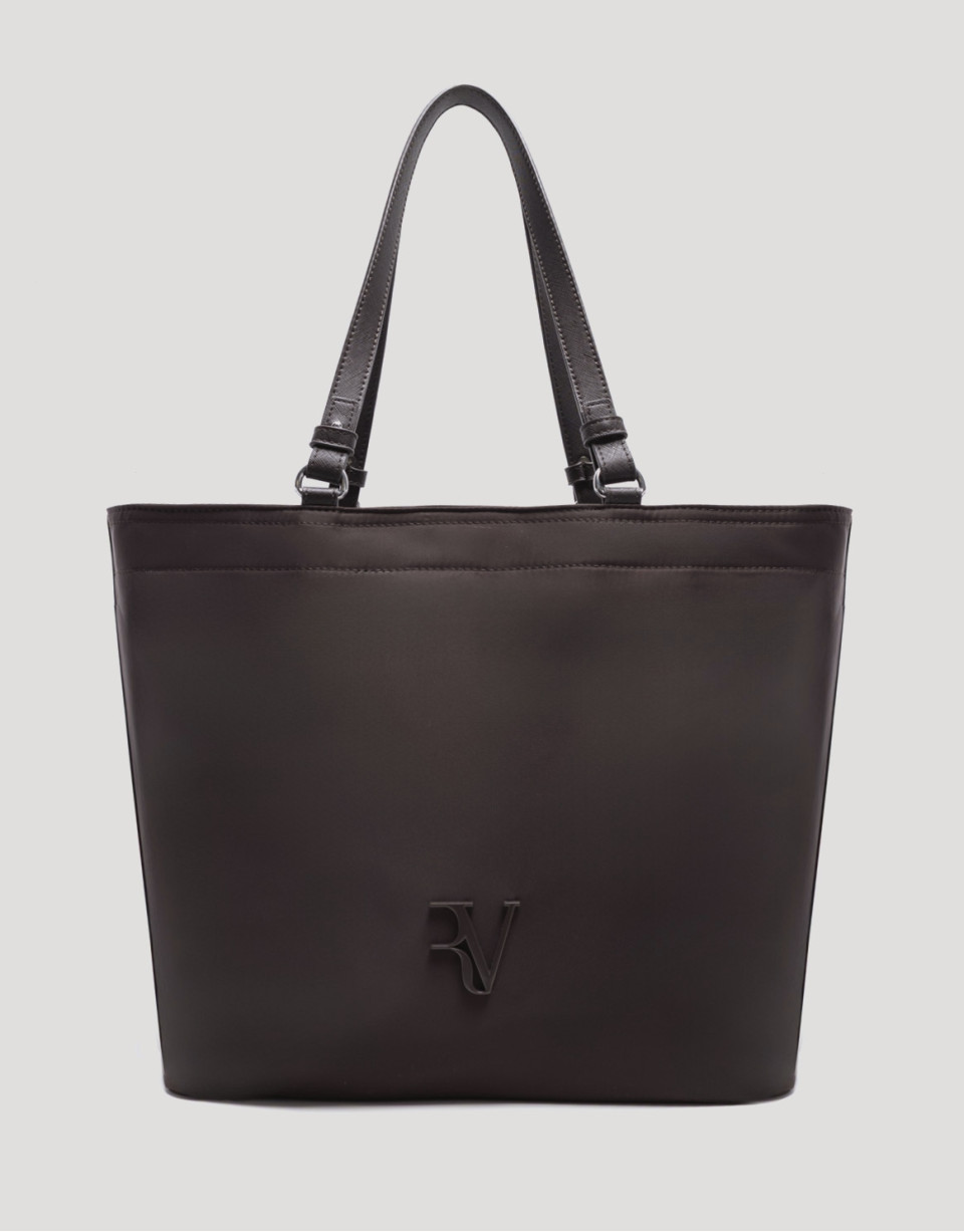 Violet brown nylon shopper bag - Woman - AW2025 | Roberto Verino