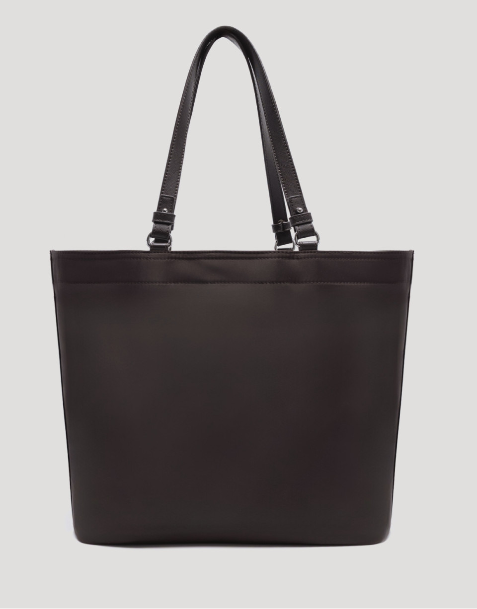 Violet brown nylon shopper bag - Woman - AW2025 | Roberto Verino