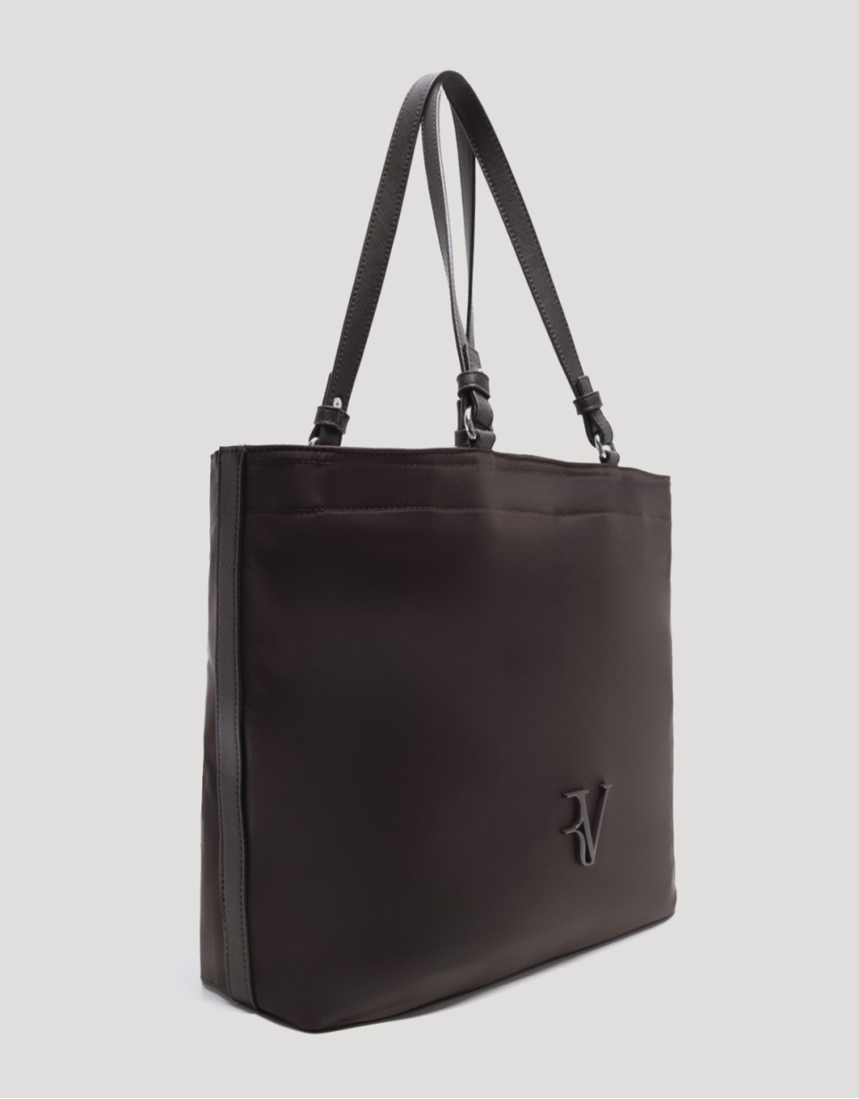 Violet brown nylon shopper bag - Woman - AW2025 | Roberto Verino