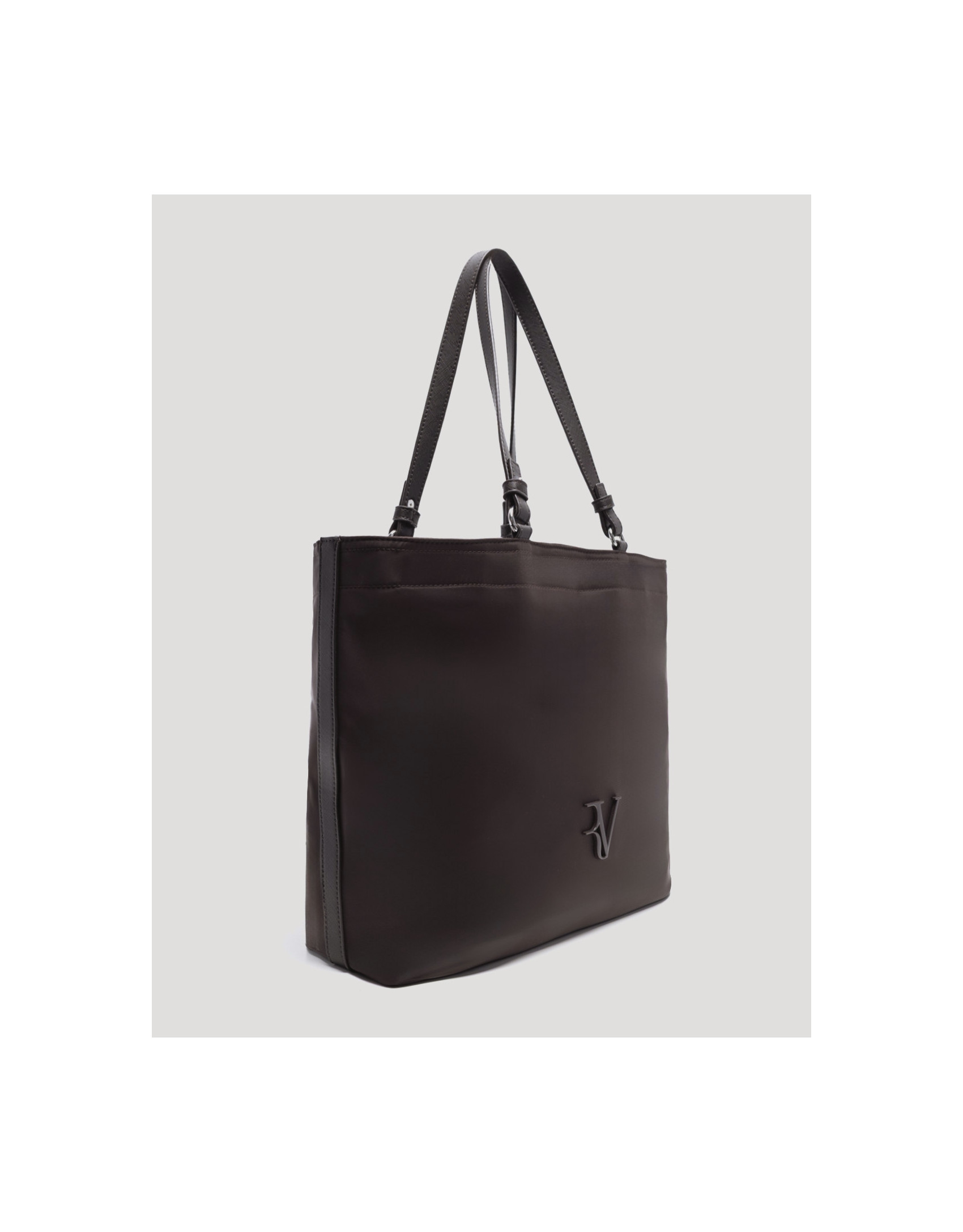 Violet brown nylon shopper bag - Woman - AW2025 | Roberto Verino