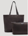 Violet brown nylon shopper bag - Woman - AW2025 | Roberto Verino