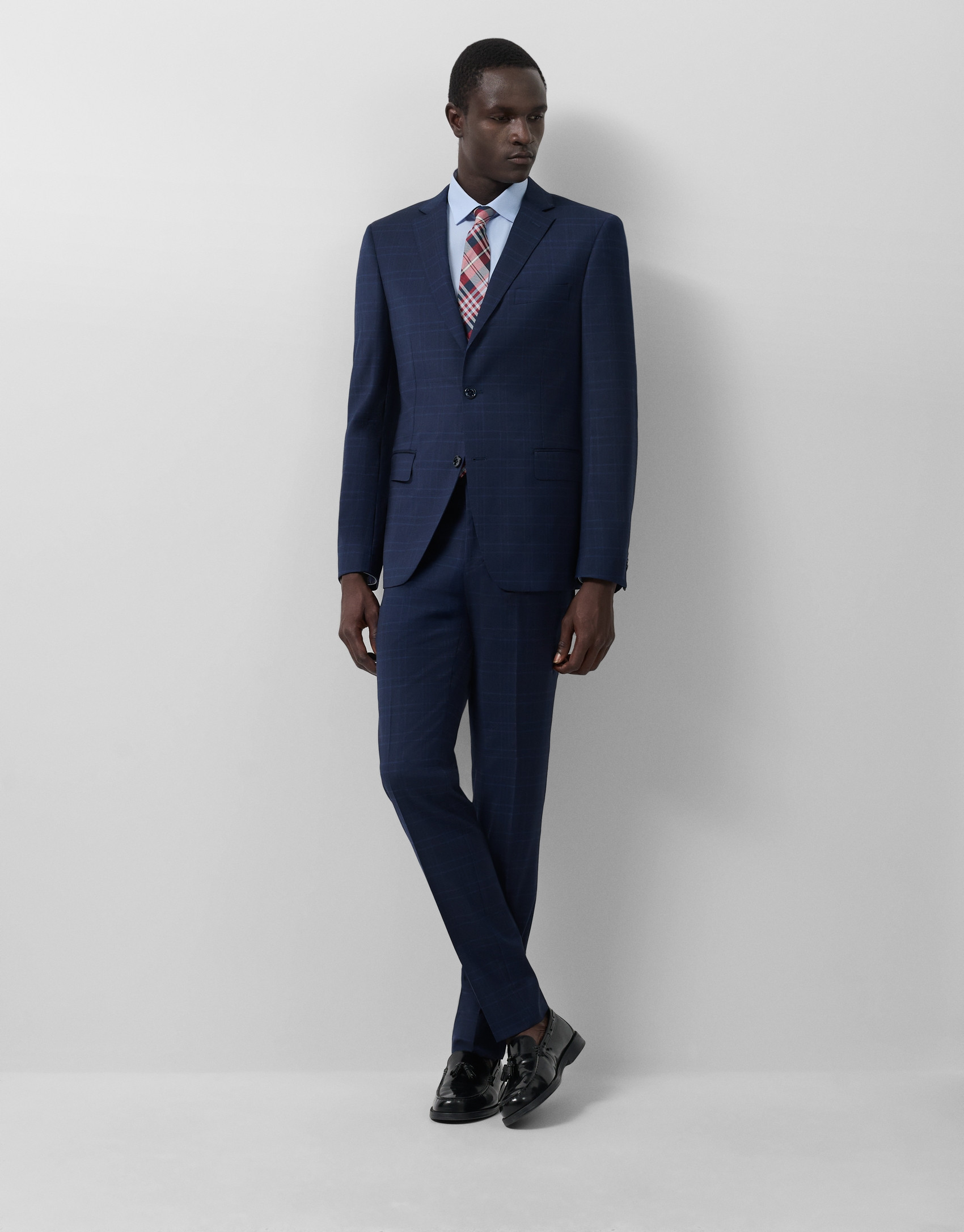 Traje half canvas slim fit cuadro a tono marino | Roberto Verino