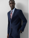 Half canvas slim fit suit in navy blue check | Roberto Verino