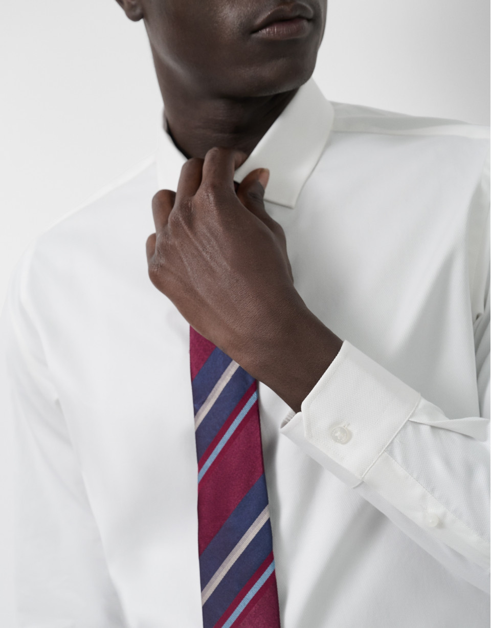 White diamond-patterned cotton dress shirt | Roberto Verino