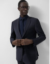 Slim fit half canvas suit in navy blue - Man | Roberto Verino