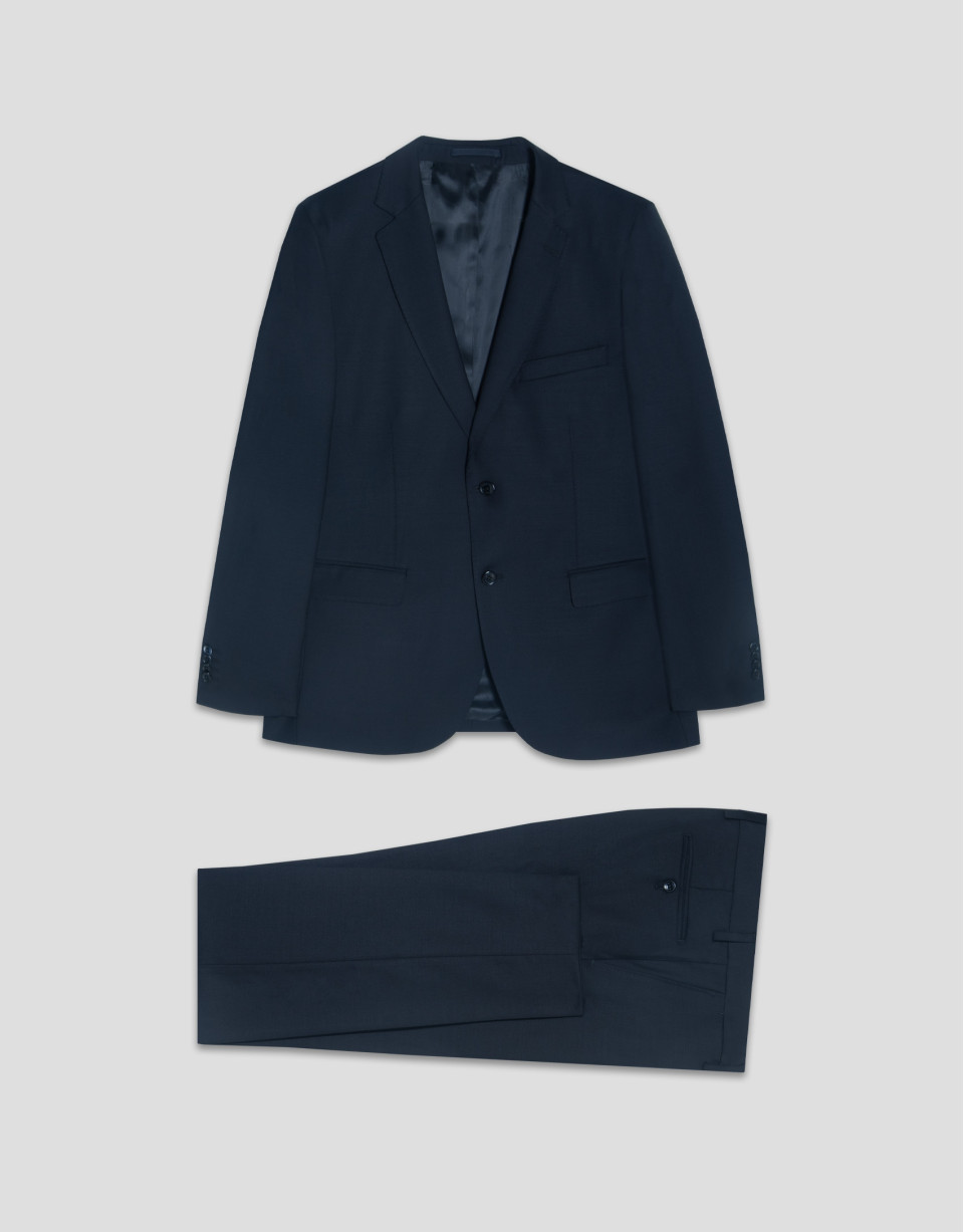 Slim fit half canvas suit in navy blue - Man | Roberto Verino