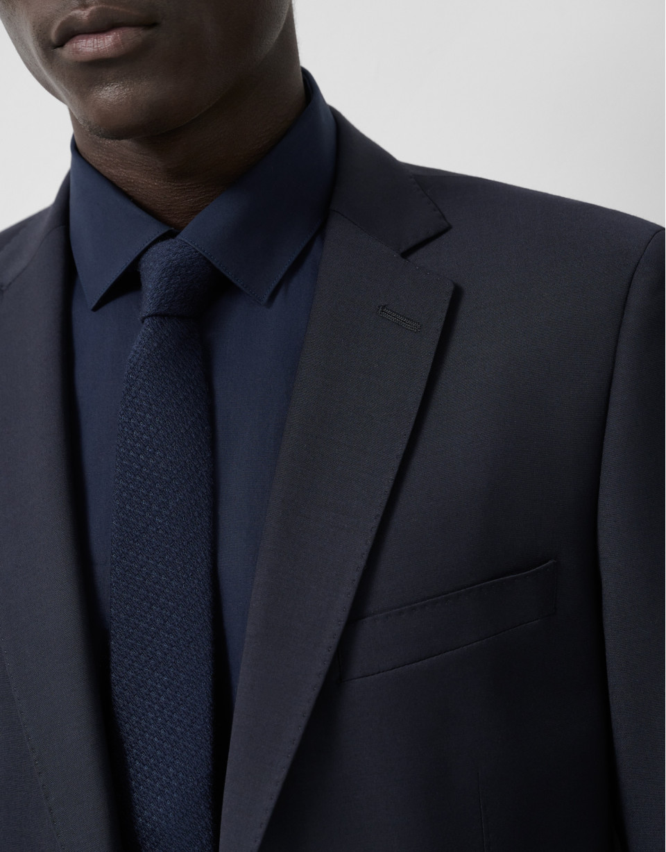 Slim fit half canvas suit in navy blue - Man | Roberto Verino