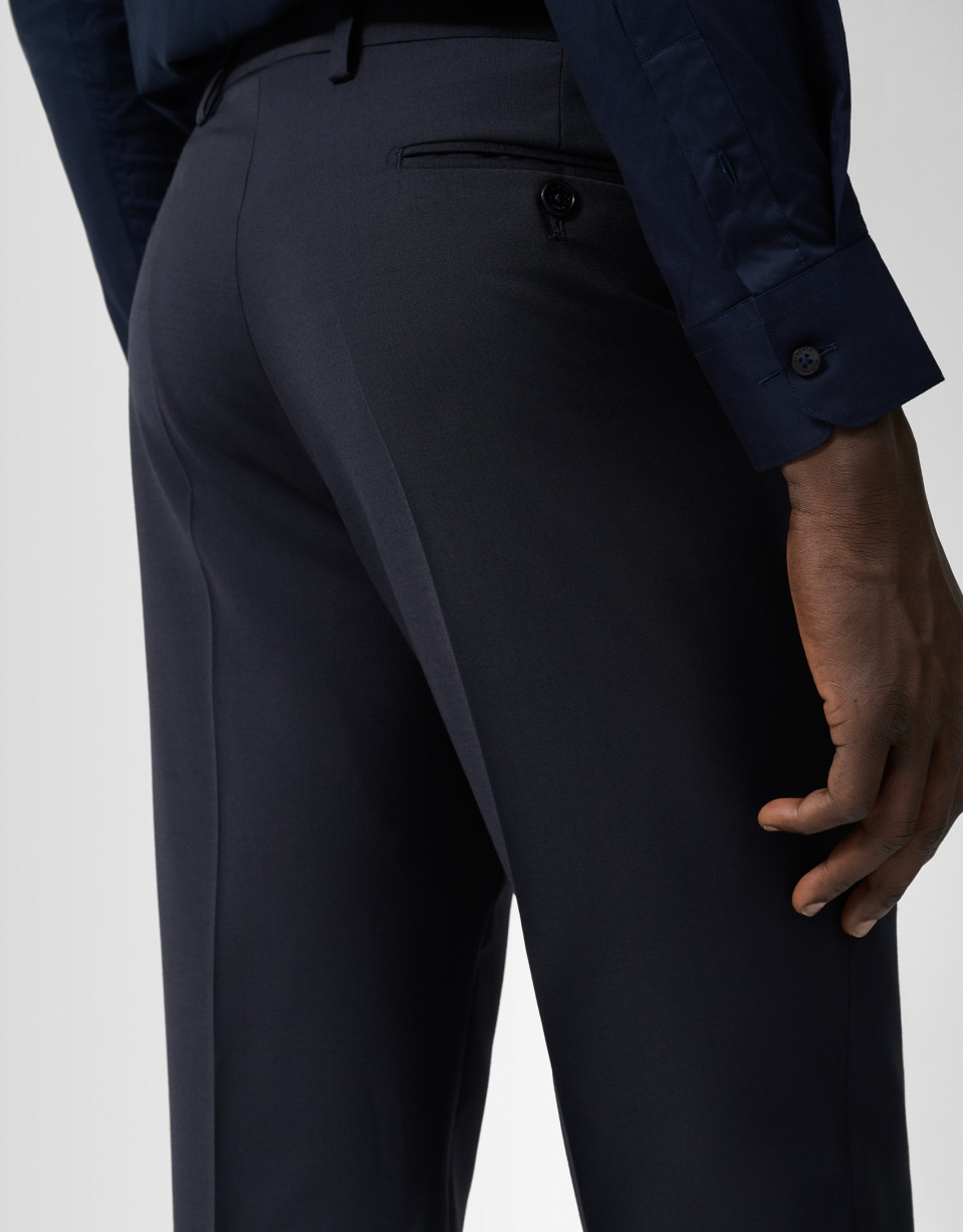 Slim fit half canvas suit in navy blue - Man | Roberto Verino