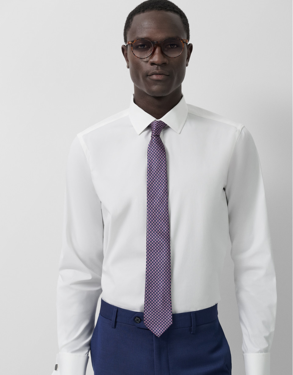Camisa vestir slim blanca puño gemelo - Hombre | Roberto Verino