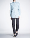 Blue and green striped sports shirt.