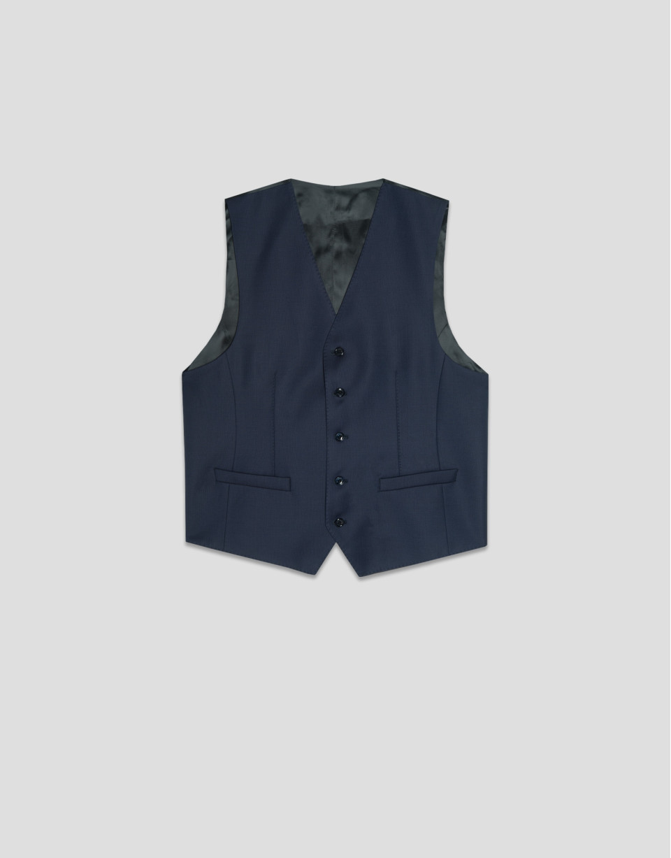 Chaleco de traje lana azul marino liso - Hombre | Roberto Verino