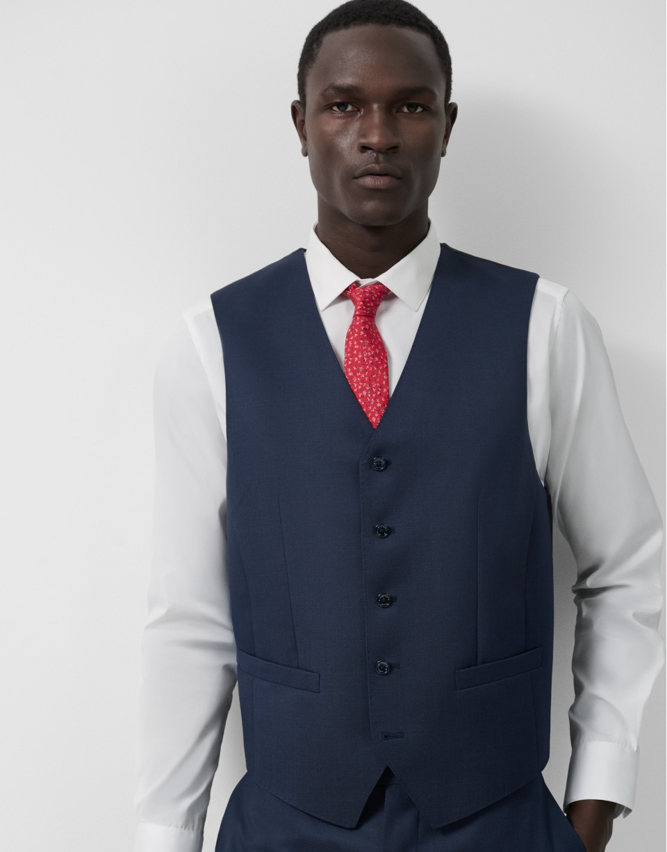 Chaleco de traje lana azul marino liso - Hombre | Roberto Verino