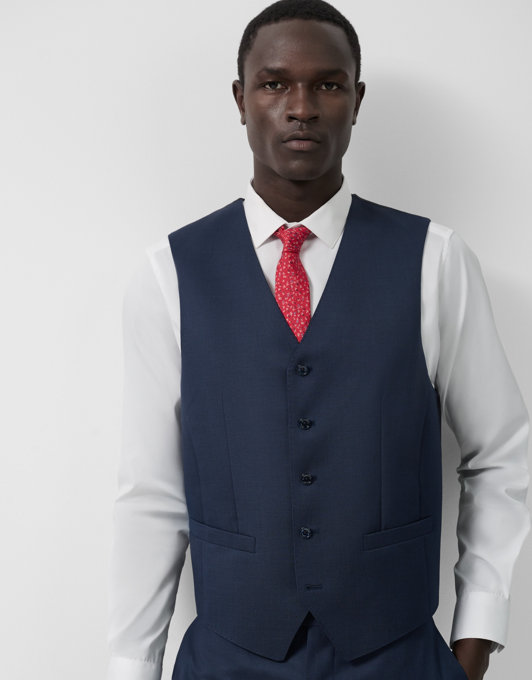 Navy dark blue wool waistcoat - Man - SS2026 | Roberto Verino
