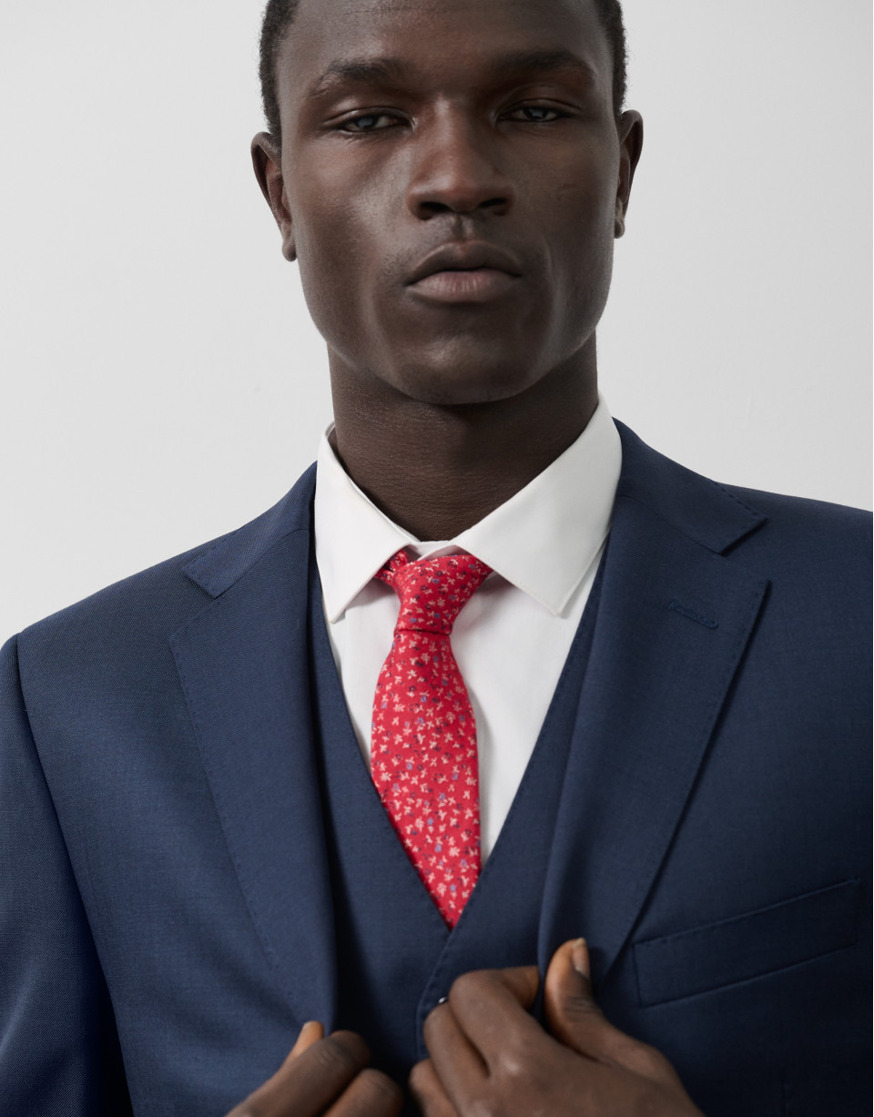 Regular fit dark blue half canvas suit - Man | Roberto Verino