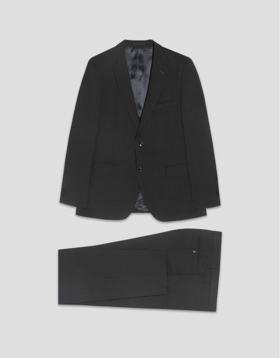 Dark grey fake plain slim fit half canvas suit | Roberto Verino