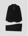 Slim fit half canvas suit in plain black - Man | Roberto Verino