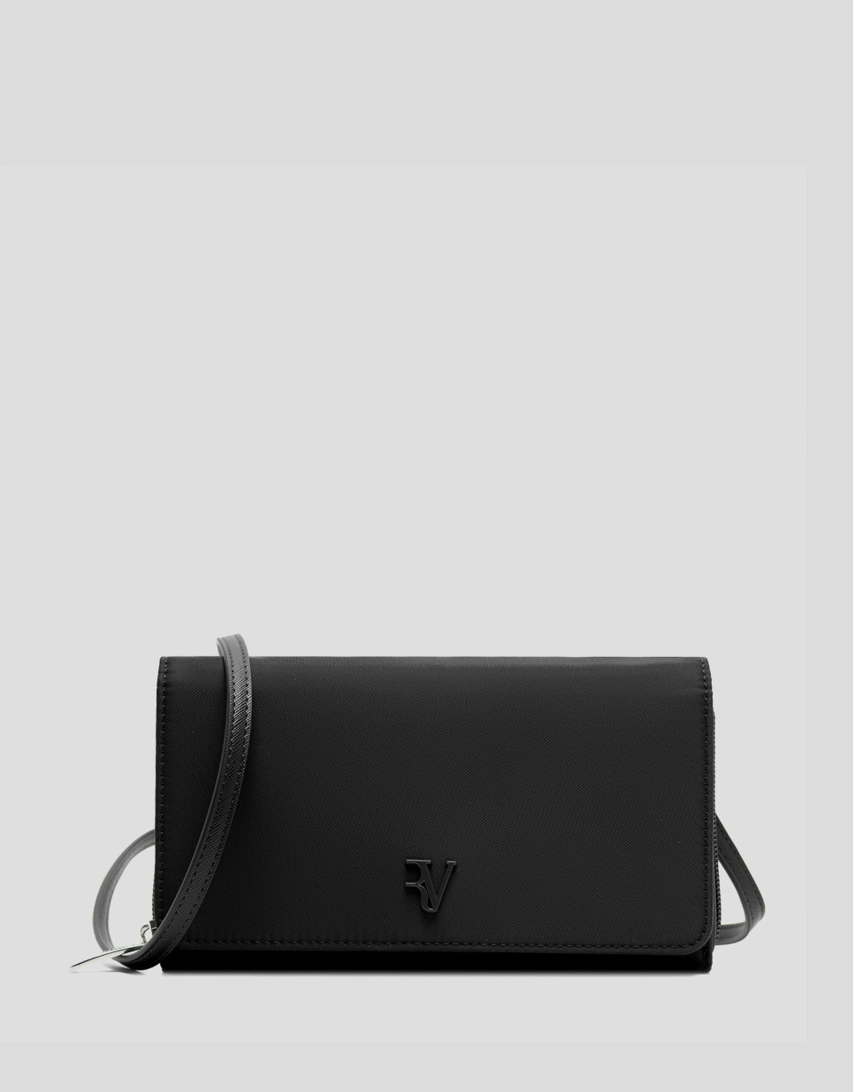 Cartera bandolera Violeta nailon negro | Roberto Verino