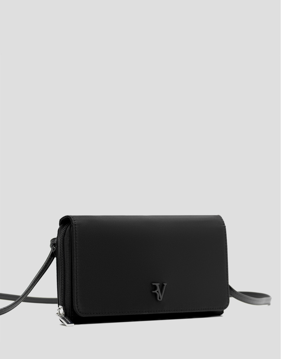 Cartera bandolera Violeta nailon negro | Roberto Verino