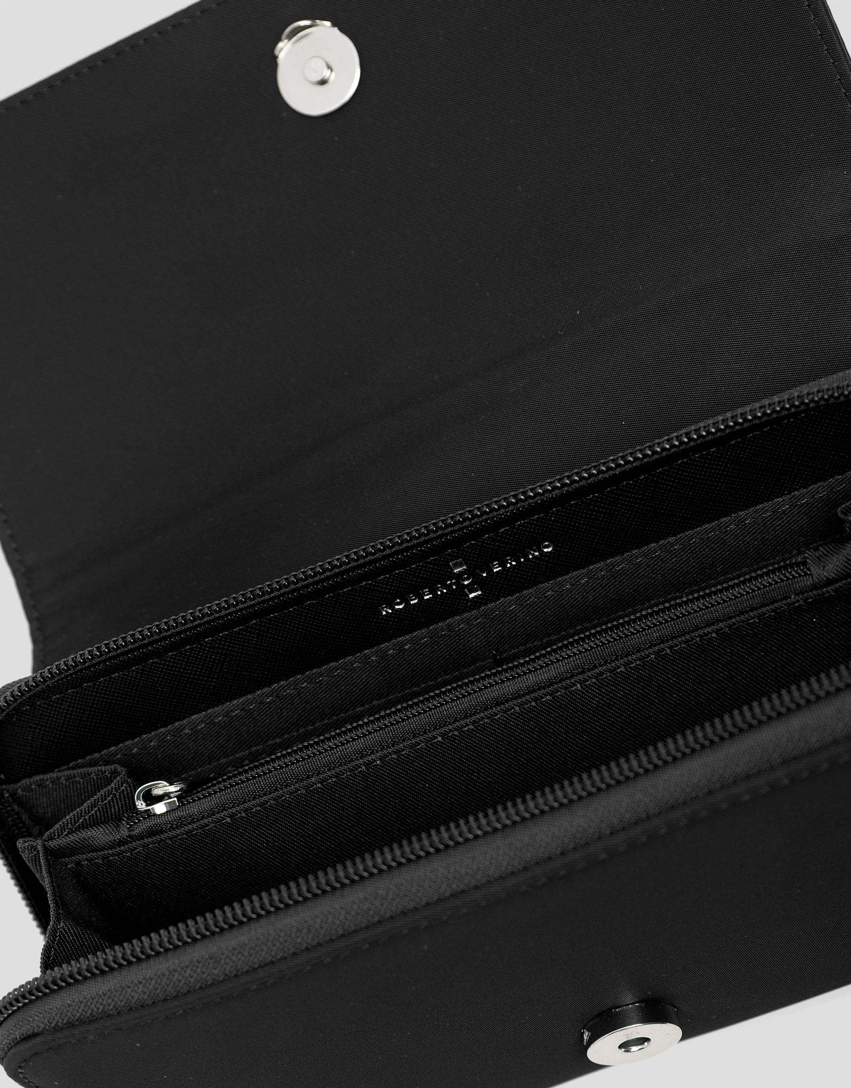 Cartera bandolera Violeta nailon negro | Roberto Verino