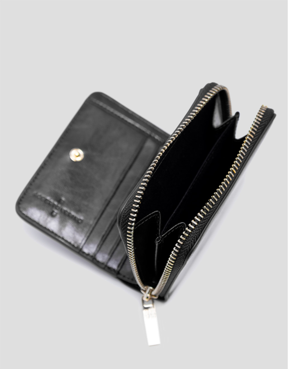 Cartera cremallera Margot piel craquelada negra | Roberto Verino