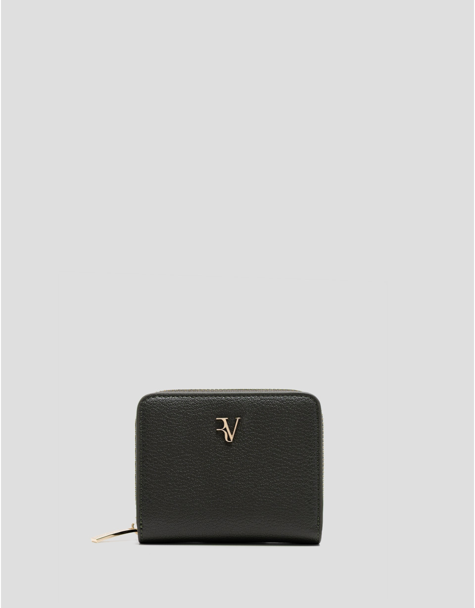 Bruna green grained leather zip wallet | Roberto Verino