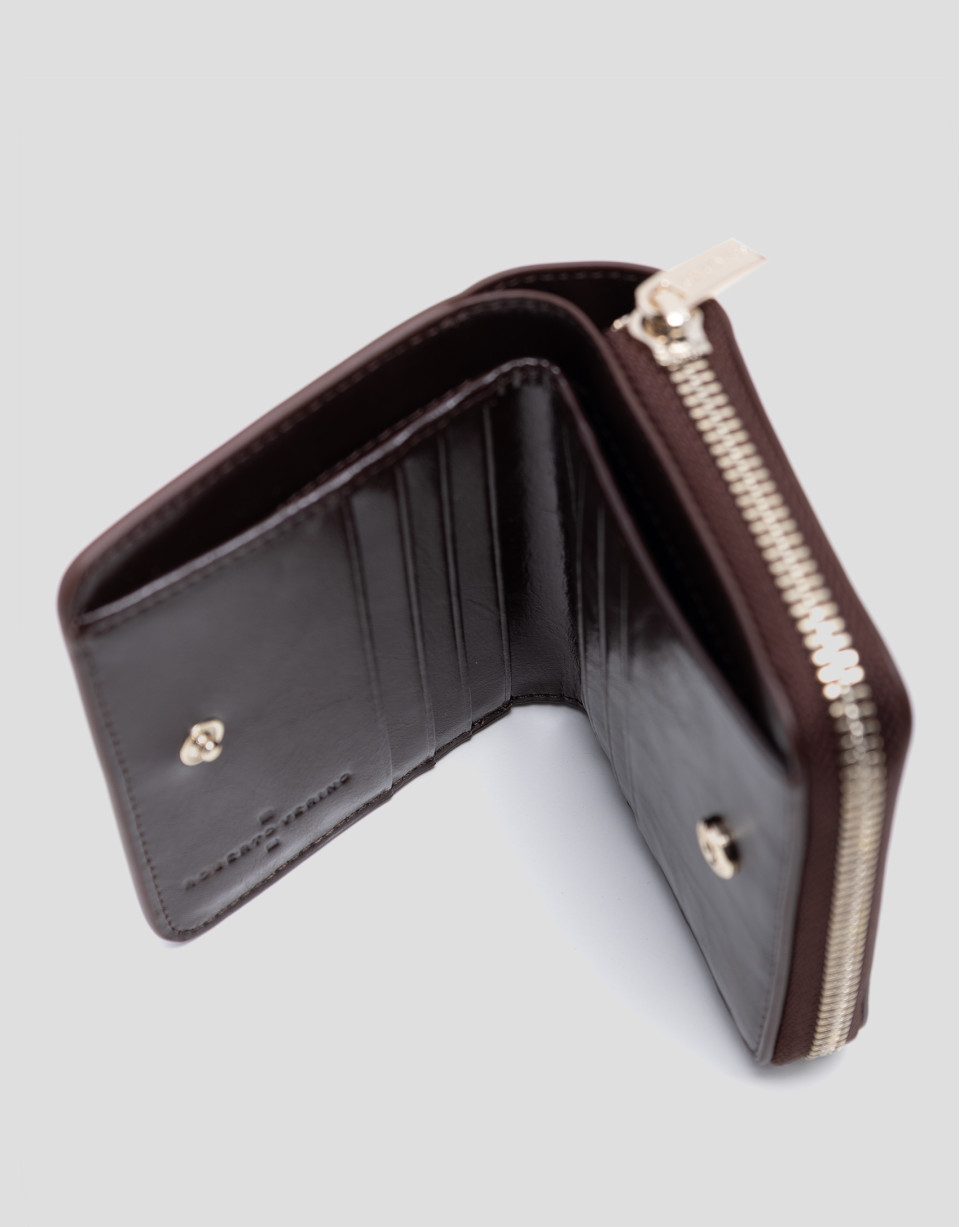 Margot burgundy crackled leather zip wallet | Roberto Verino
