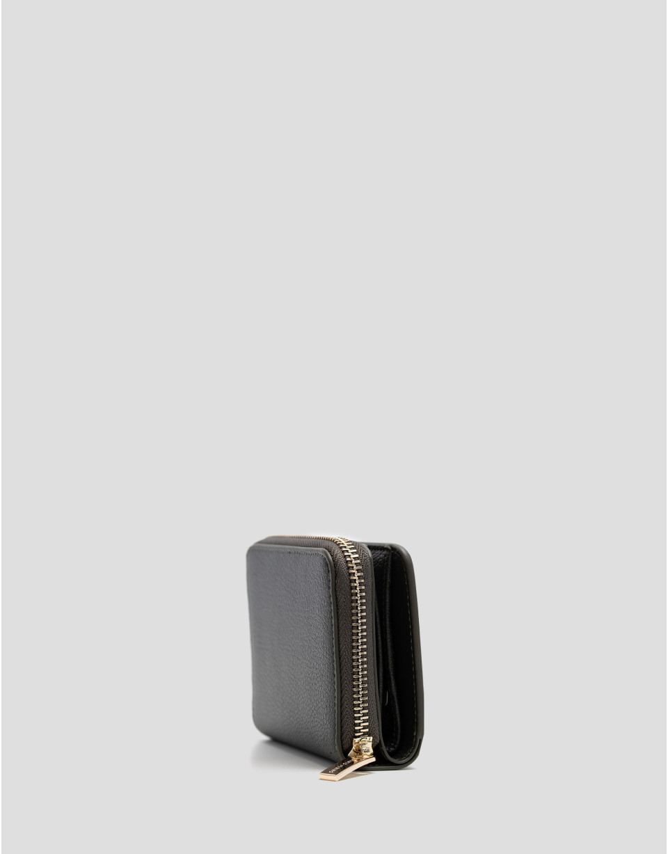 Cartera cremallera Bruna piel granulada verde | Roberto Verino