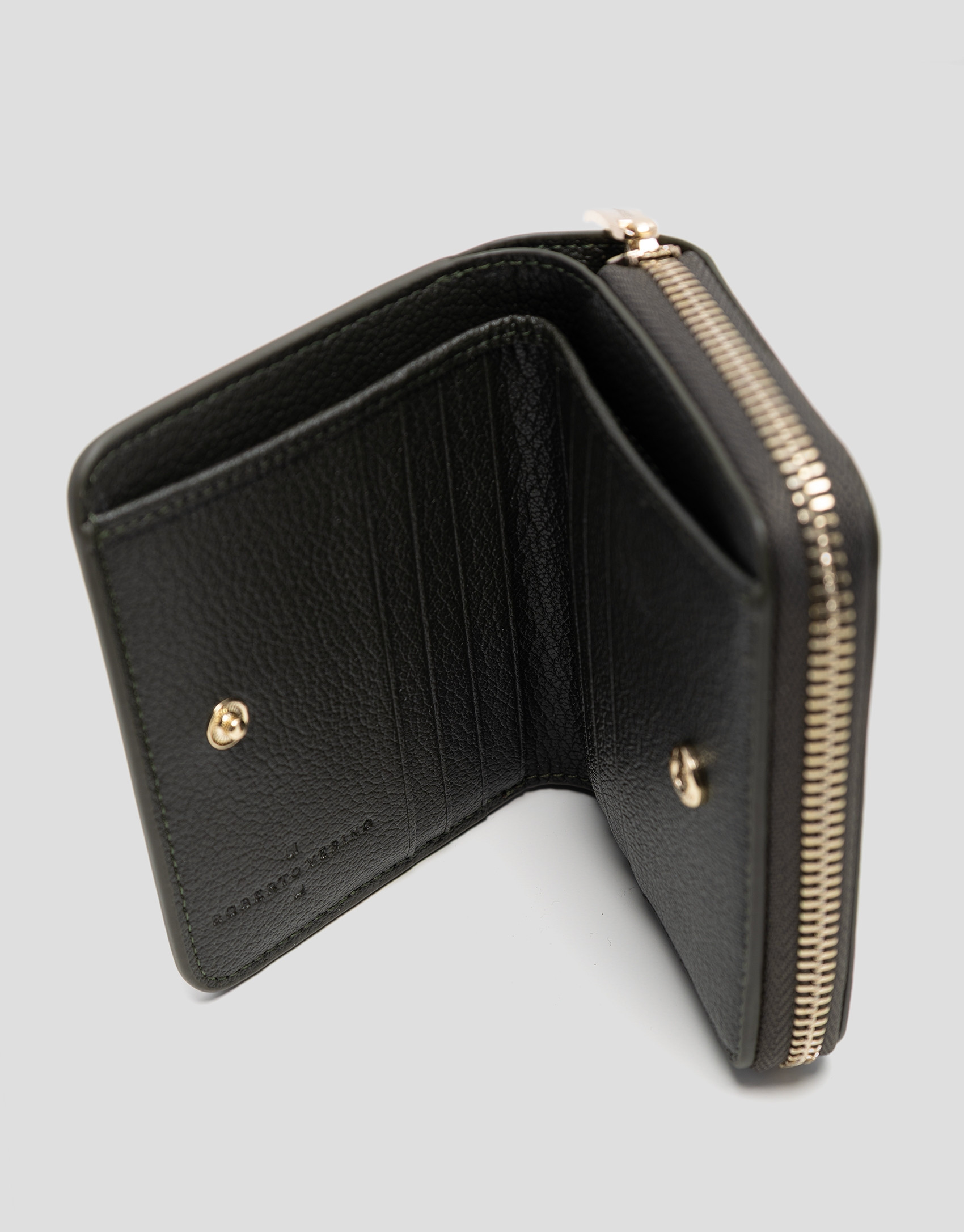 Cartera cremallera Bruna piel granulada verde | Roberto Verino