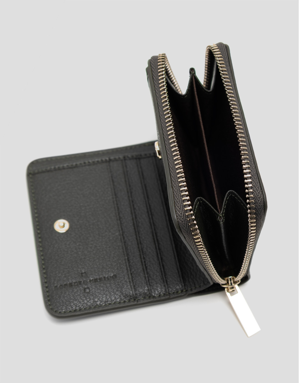 Bruna green grained leather zip wallet | Roberto Verino