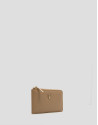 Bruna beige grained leather card holder purse | Roberto Verino