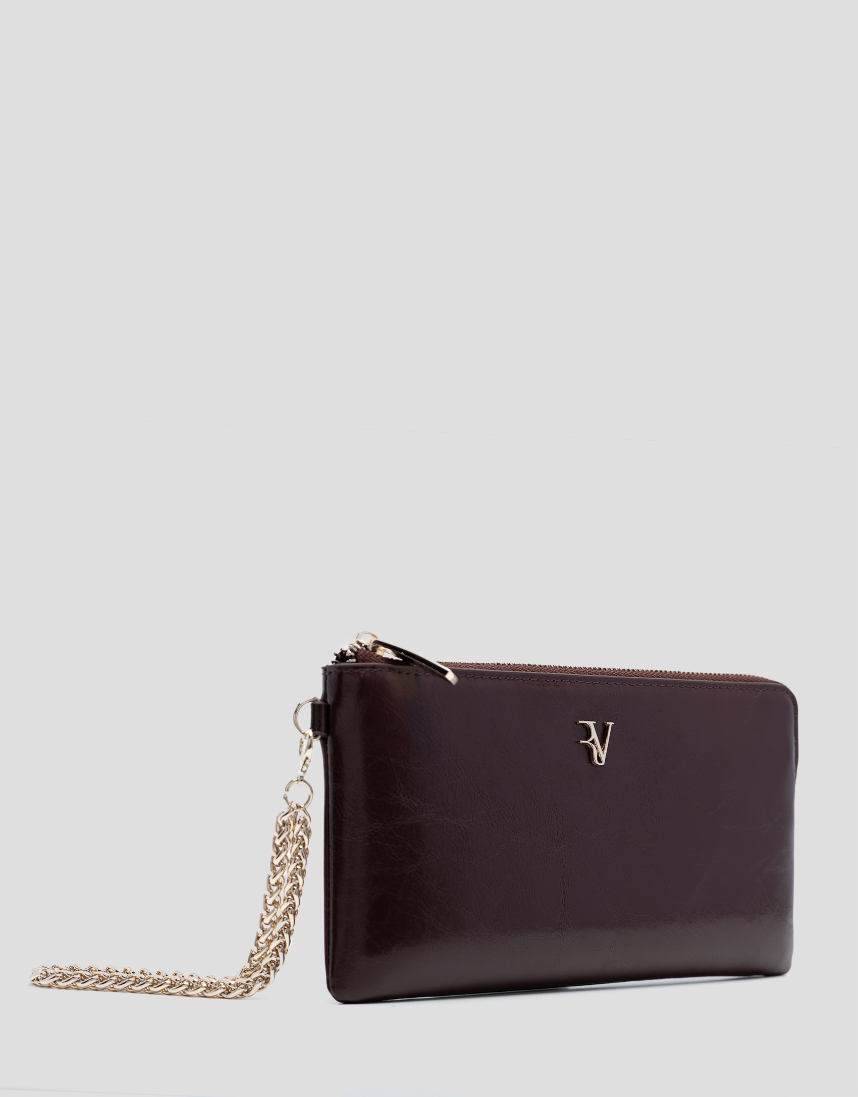 Margot burgundy crackled leather chain wallet | Roberto Verino