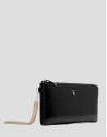 Margot chain wallet in black crackled leather | Roberto Verino