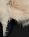 Black down jacket with fur-effect collar | Roberto Verino
