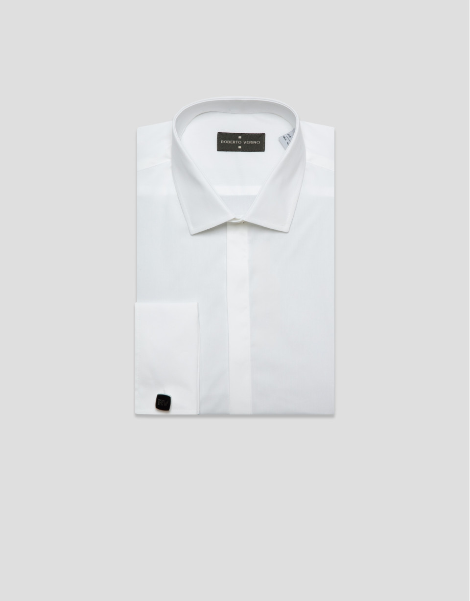 Camisa vestir slim blanca puño gemelo - Hombre | Roberto Verino