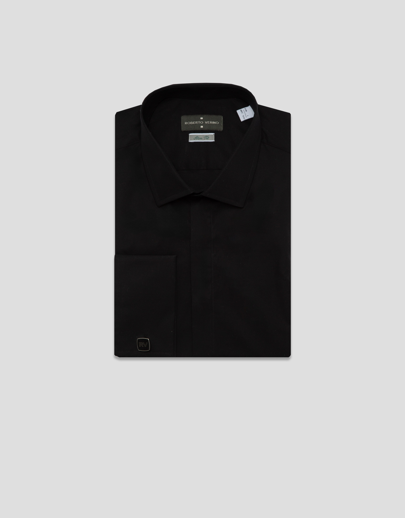 Camisa vestir slim negro puño gemelo - Hombre | Roberto Verino