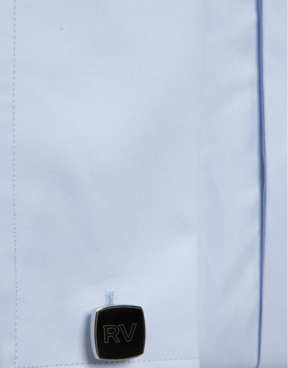 Light blue slim fit dress shirt with twin cuffs | Roberto Verino