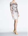 Asymmetric dress with one animal print sleeve