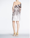Asymmetric dress with one animal print sleeve