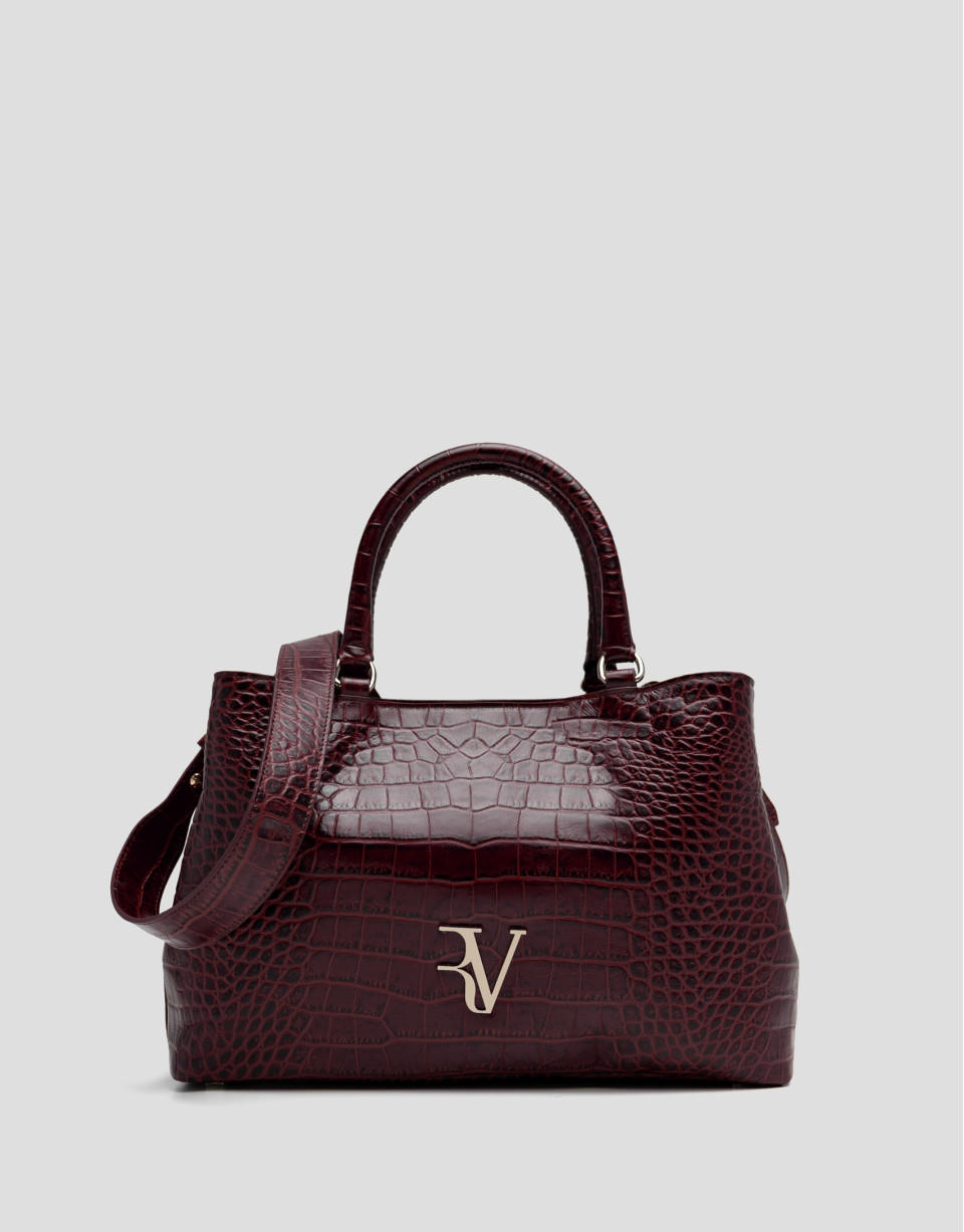 Bolso satchel Valentina piel coco burdeos | Roberto Verino