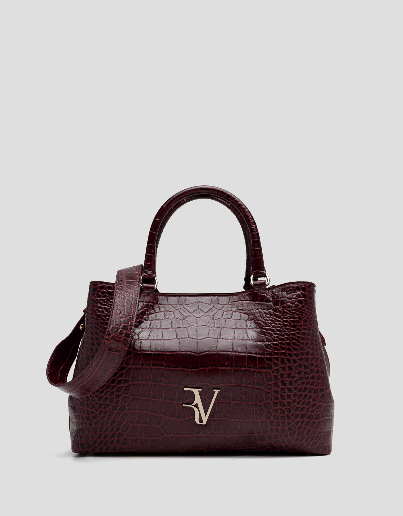 Bolso satchel Valentina piel coco burdeos | Roberto Verino