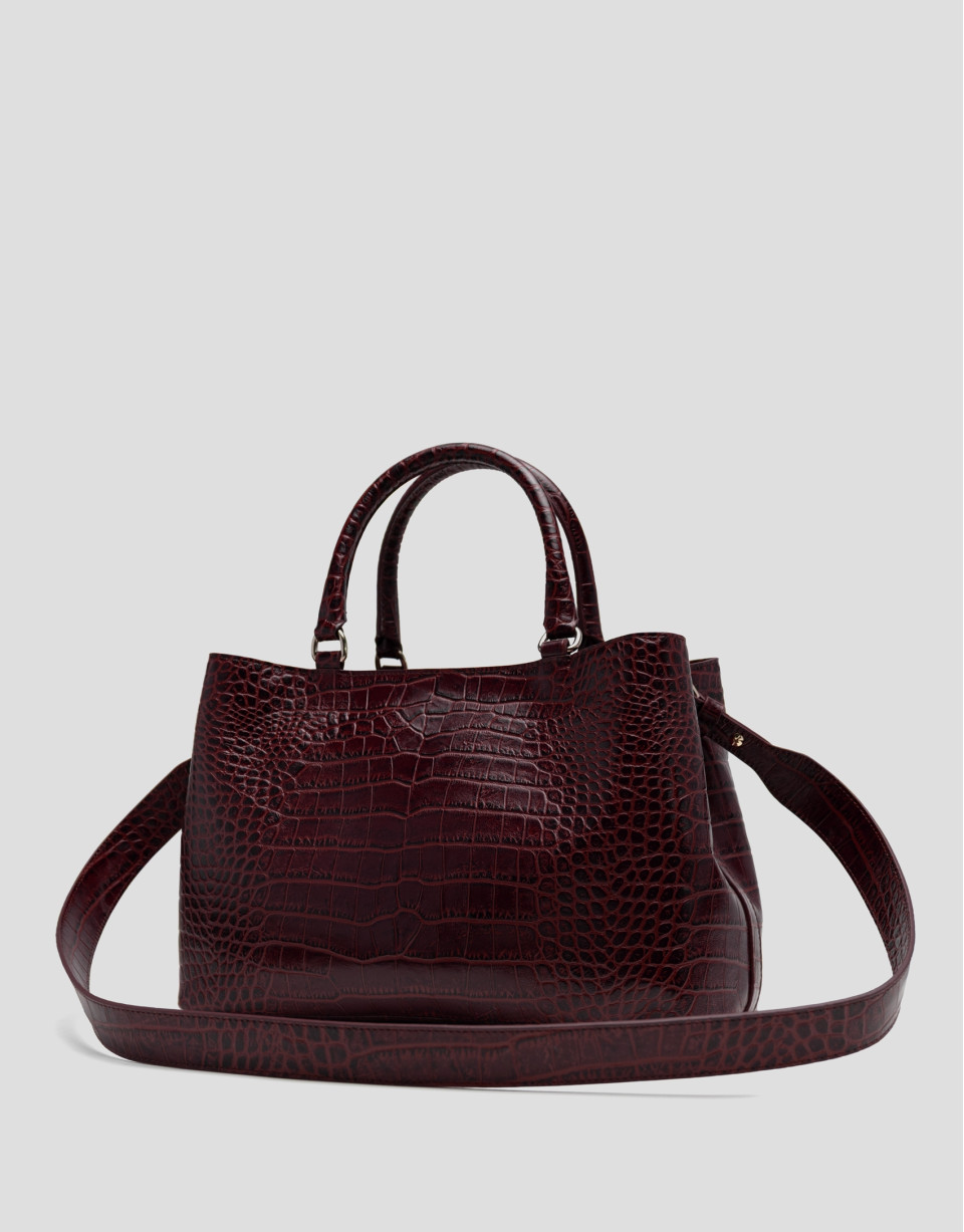 Bolso satchel Valentina piel coco burdeos | Roberto Verino