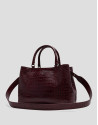 Bolso satchel Valentina piel coco burdeos | Roberto Verino
