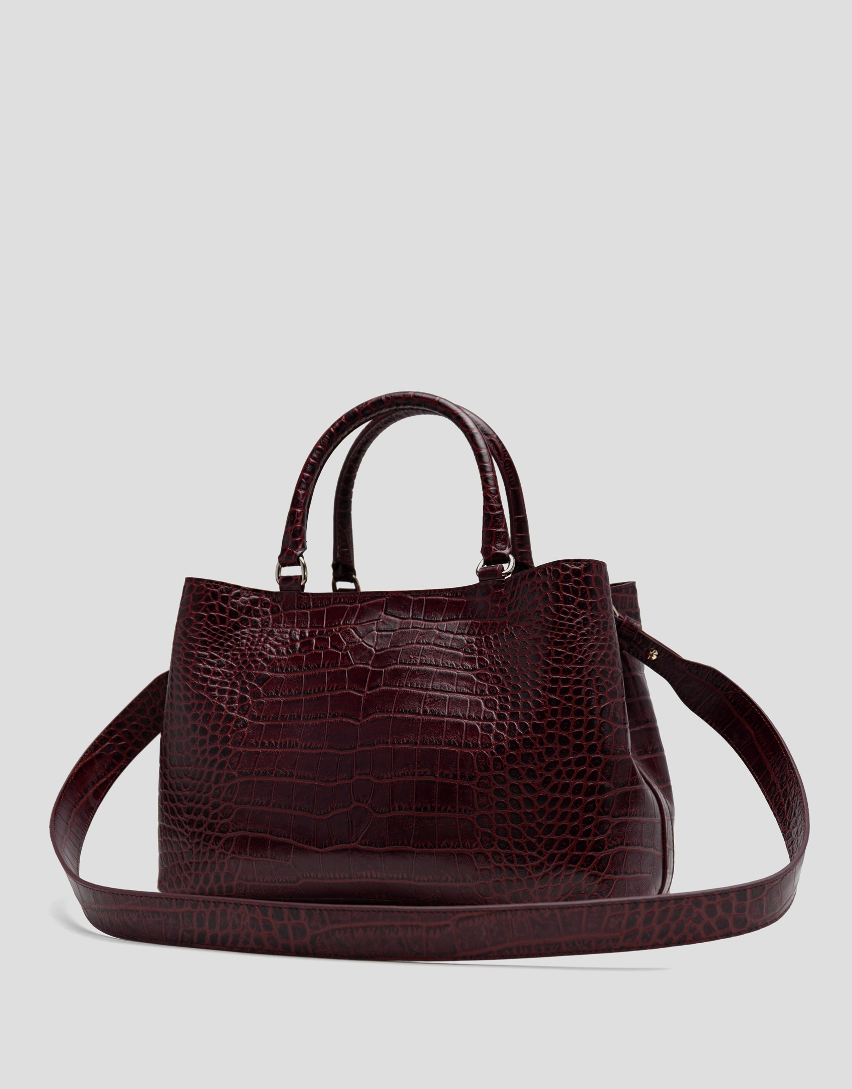 Bolso satchel Valentina piel coco burdeos | Roberto Verino