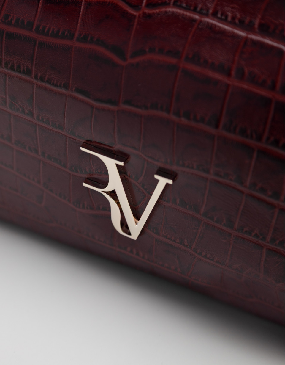 Bolso satchel Valentina piel coco burdeos | Roberto Verino