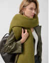 Khaki green wool scarf with embroidered RV | Roberto Verino