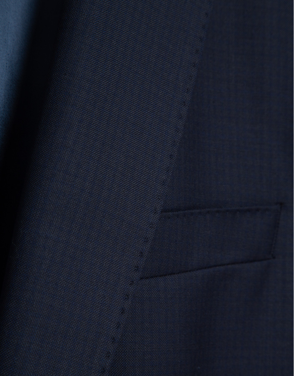 Slim fit half canvas suit in plain navy blue | Roberto Verino