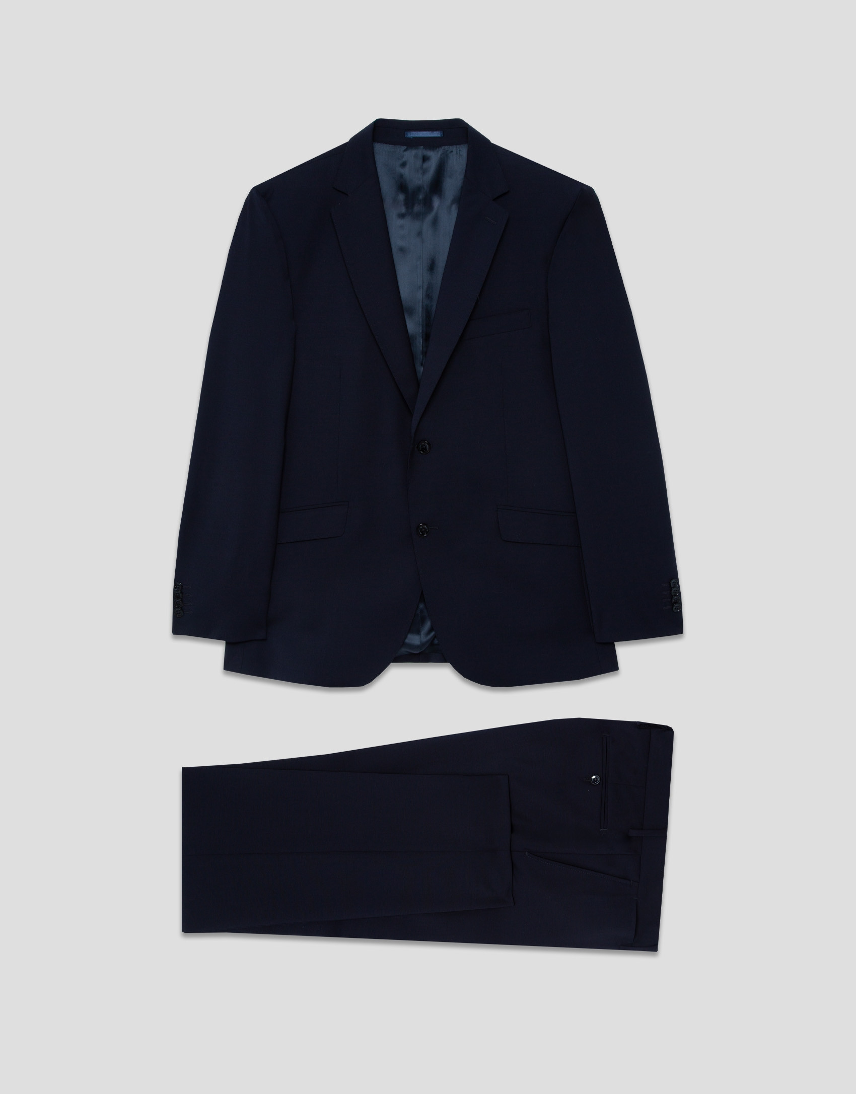 Dark blue regular fit half canvas suit - Home | Roberto Verino