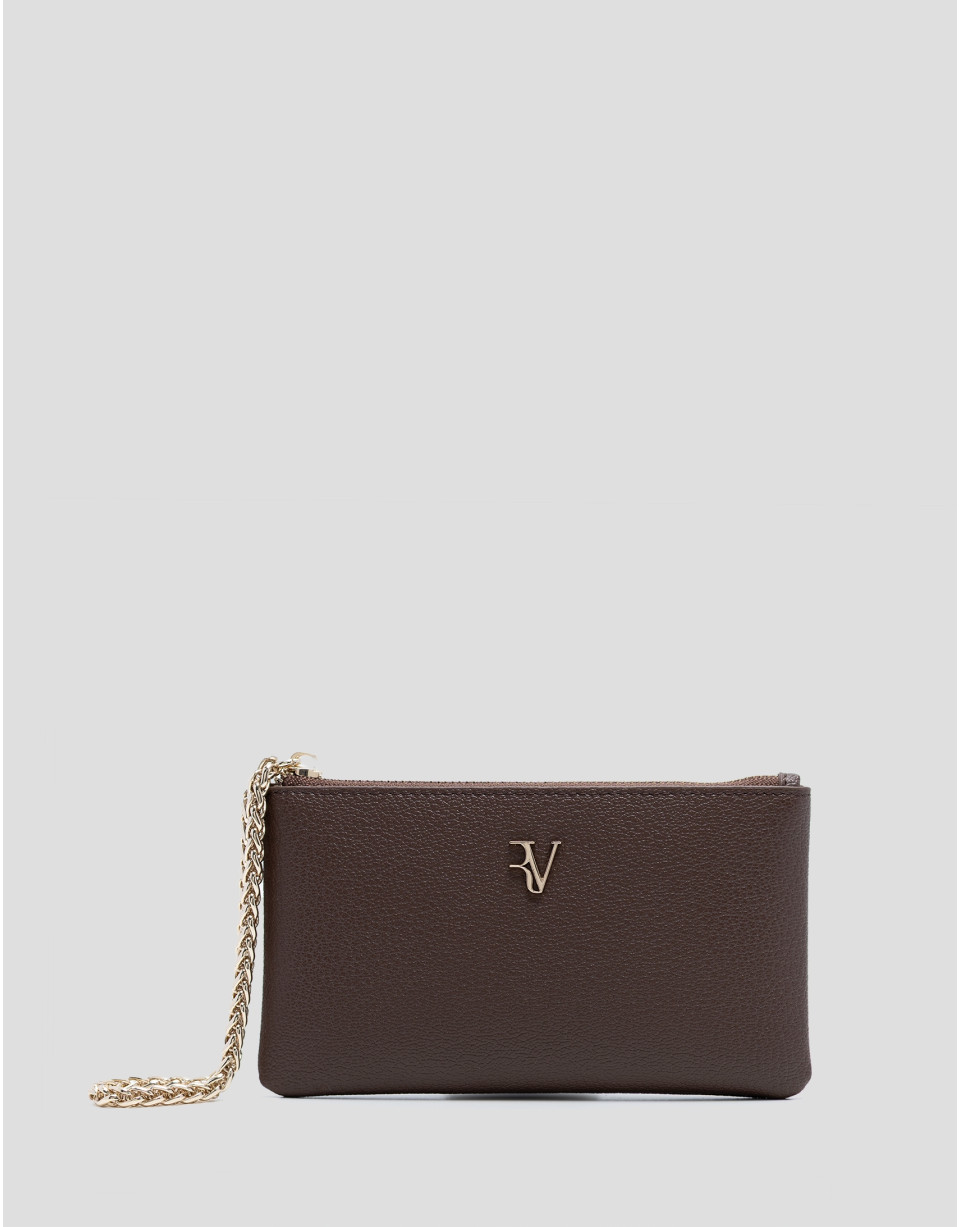 Cartera con cadena Bruna Mini en piel marrón | Roberto Verino